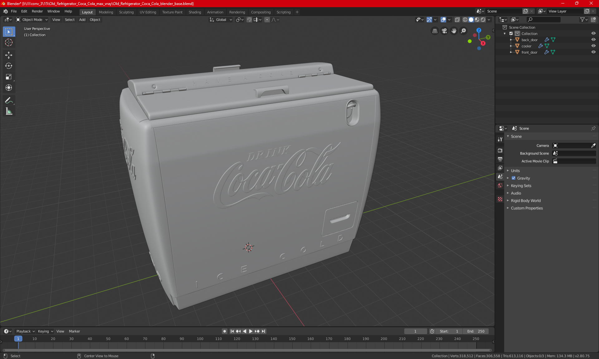 3D Old Refrigerator Coca Cola