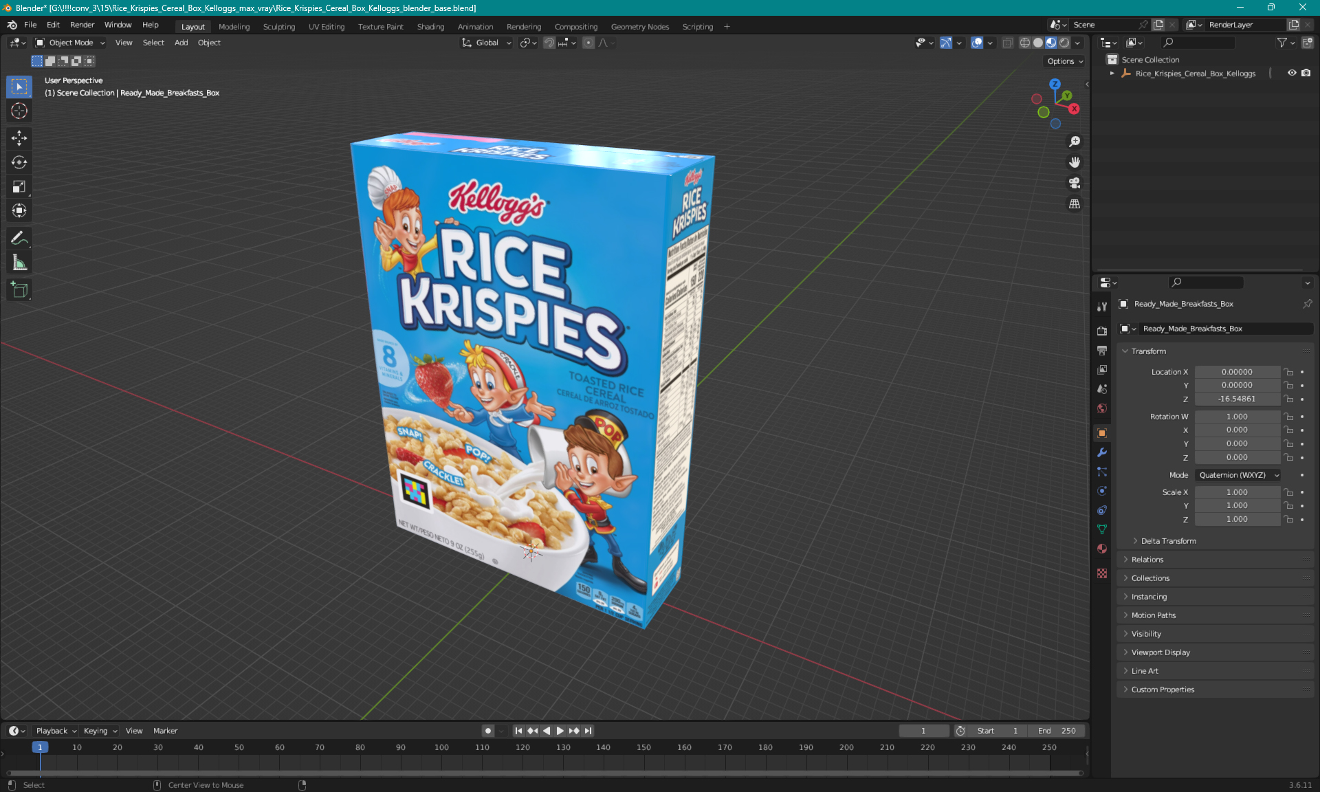 3D Rice Krispies Cereal Box Kelloggs model