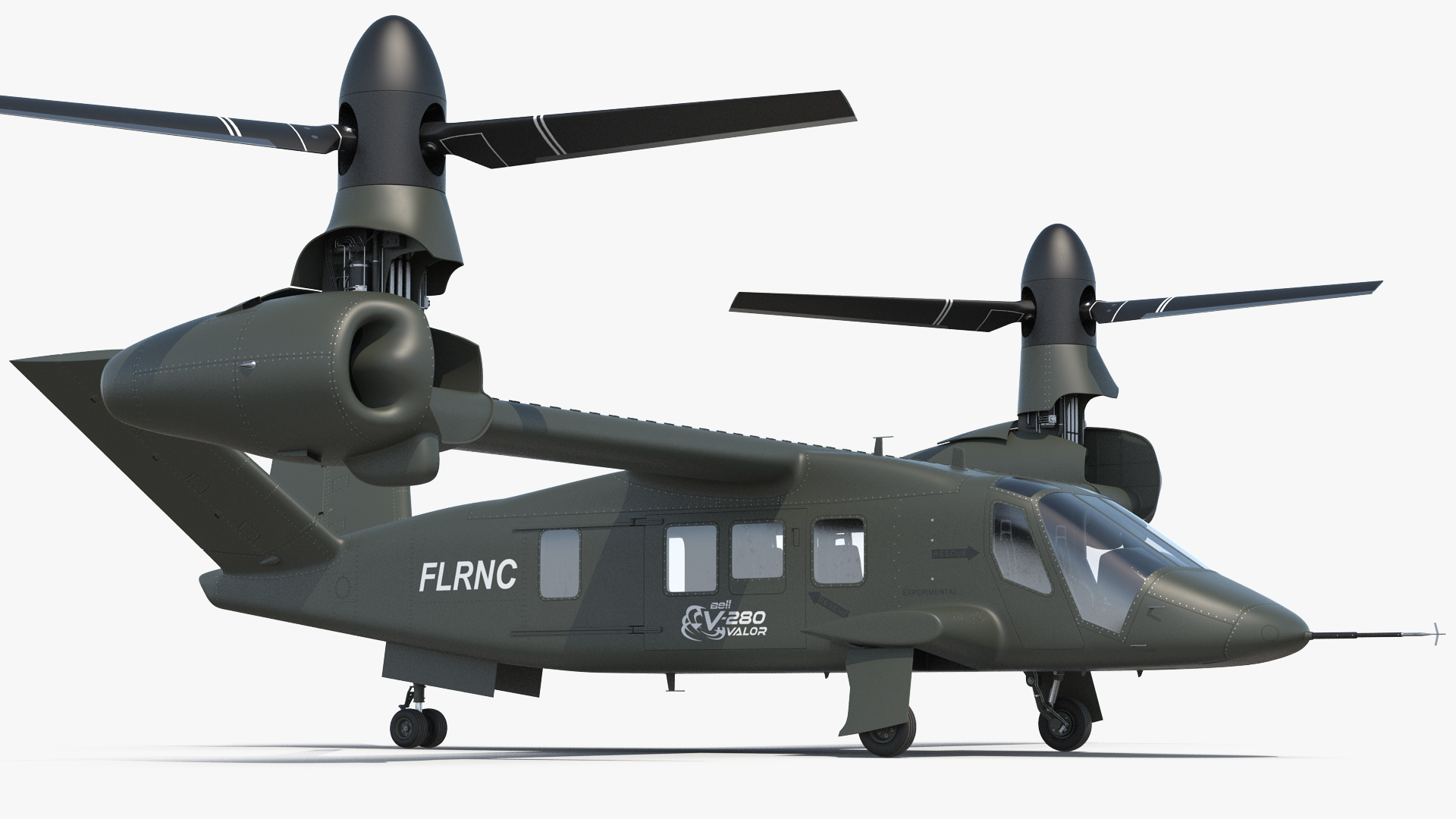 Bell V-280 Valor Tiltrotor Aircraft Rigged 3D