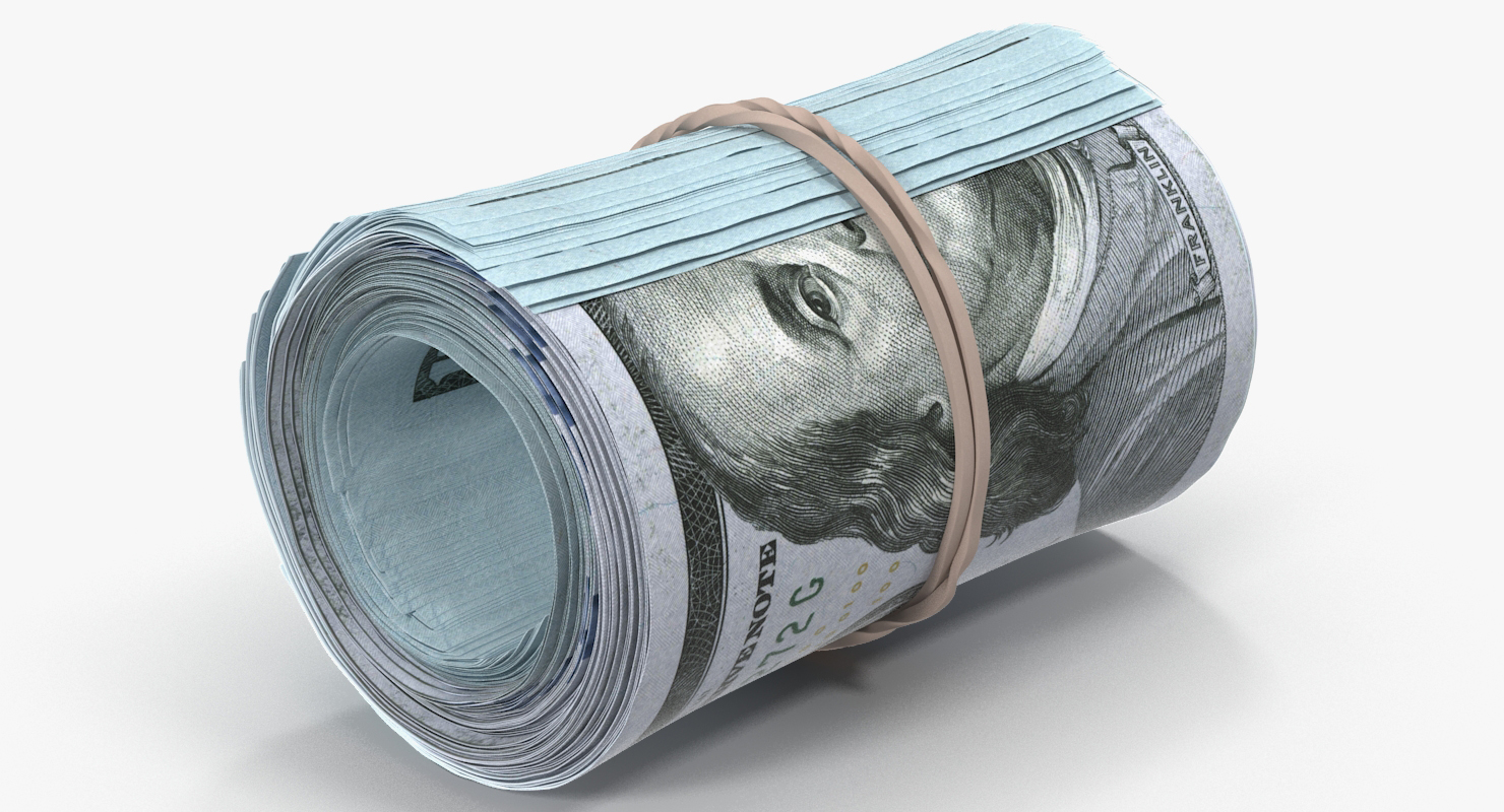 3D Roll Of New 100 Dollar Bills model