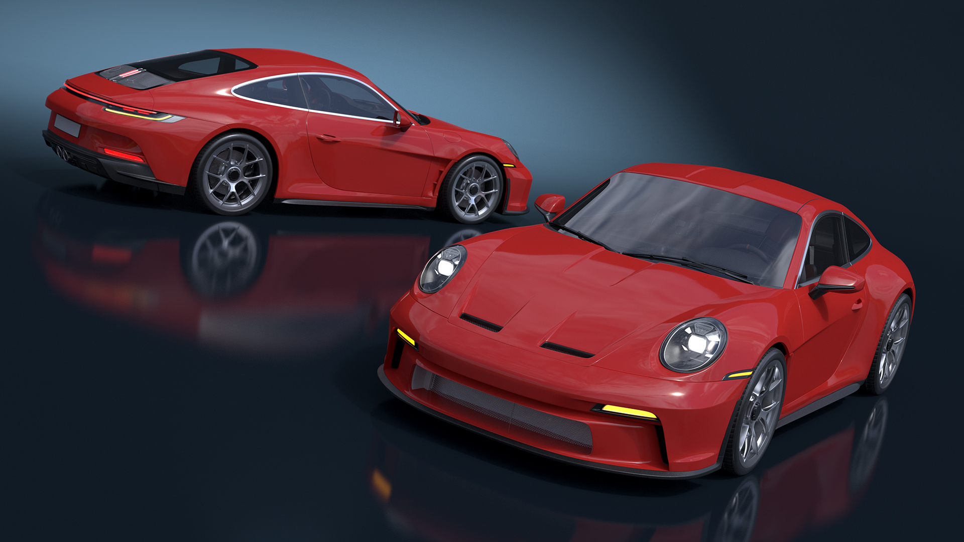 3D Modern Sport Car Red Simplified