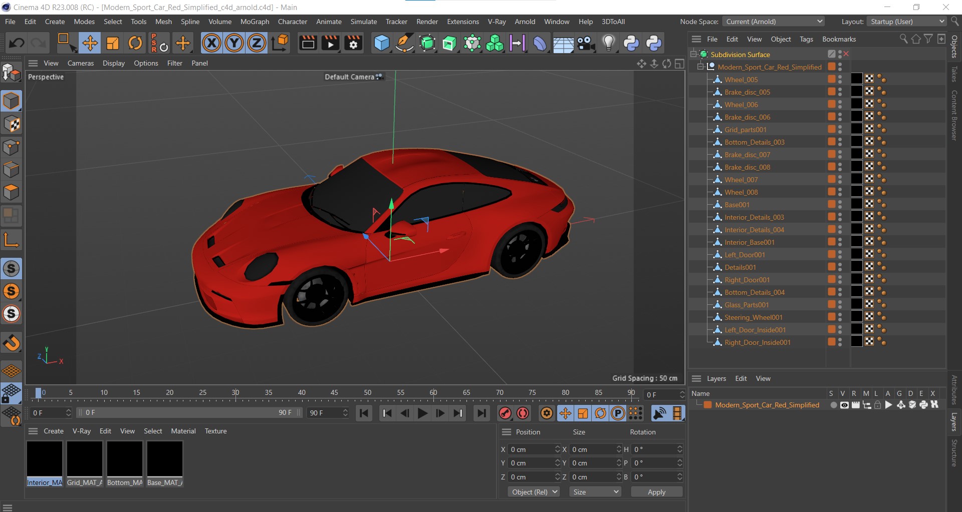 3D Modern Sport Car Red Simplified