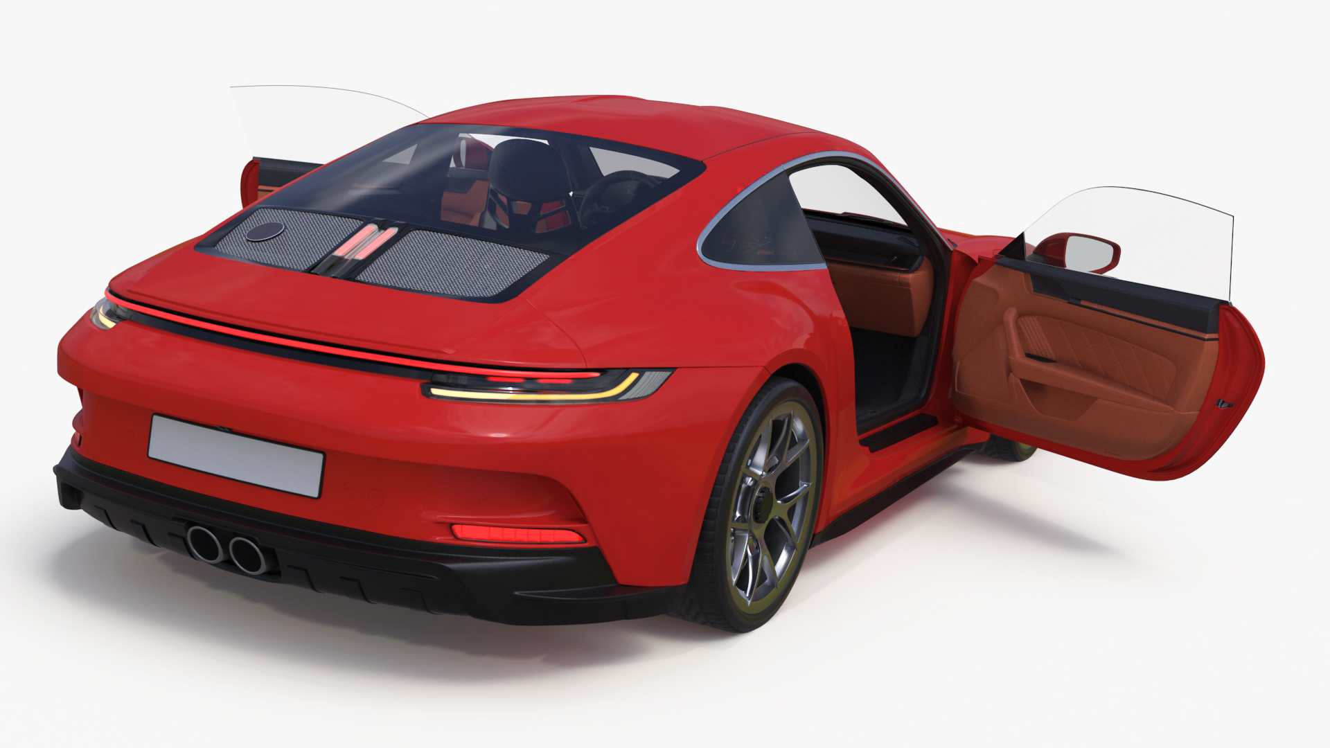 3D Modern Sport Car Red Simplified