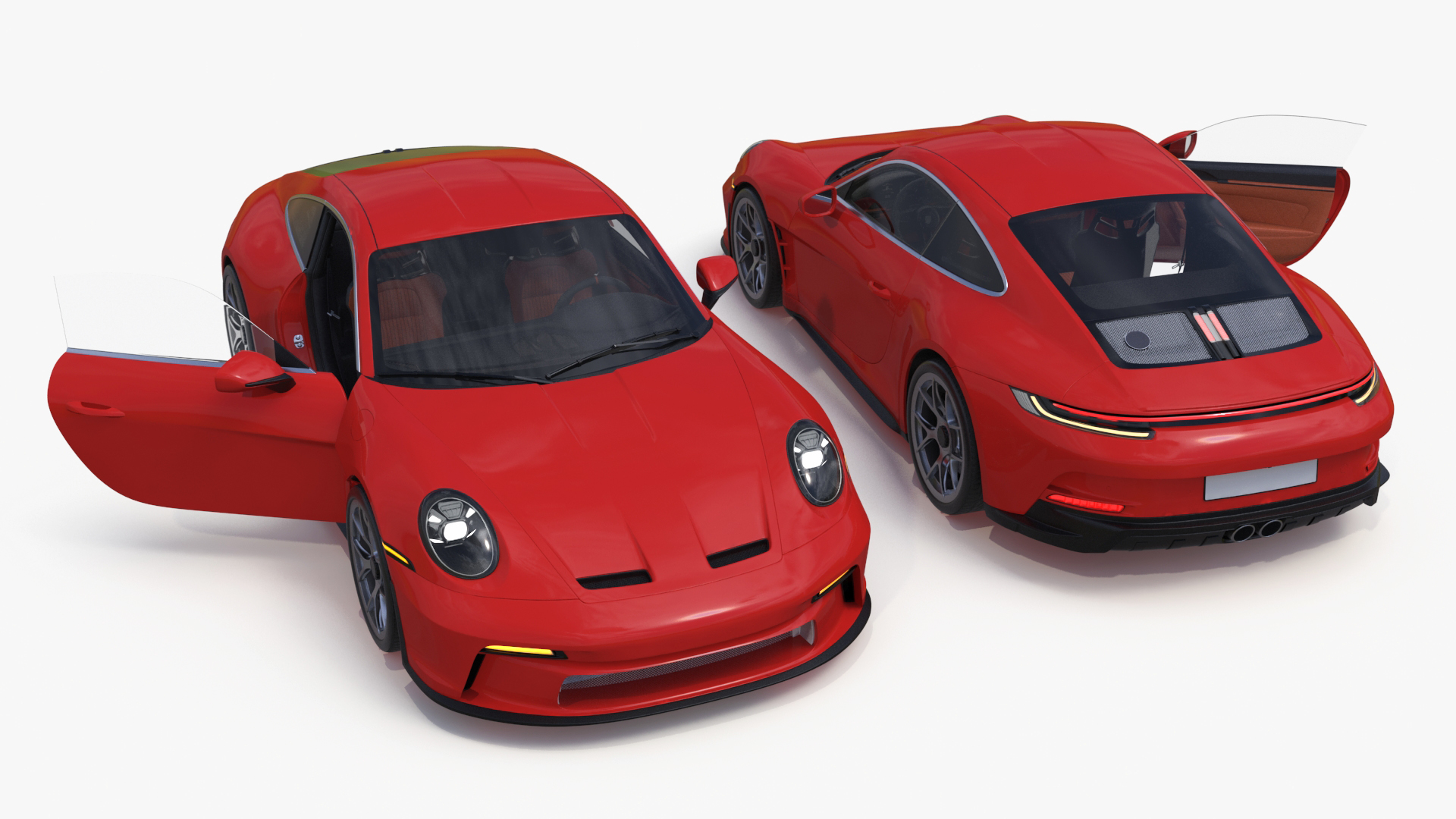 3D Modern Sport Car Red Simplified