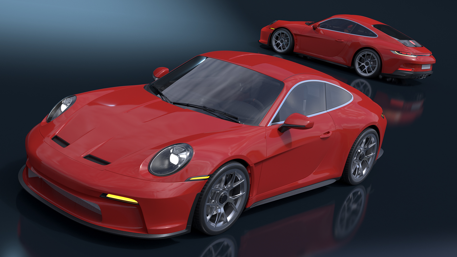 3D Modern Sport Car Red Simplified