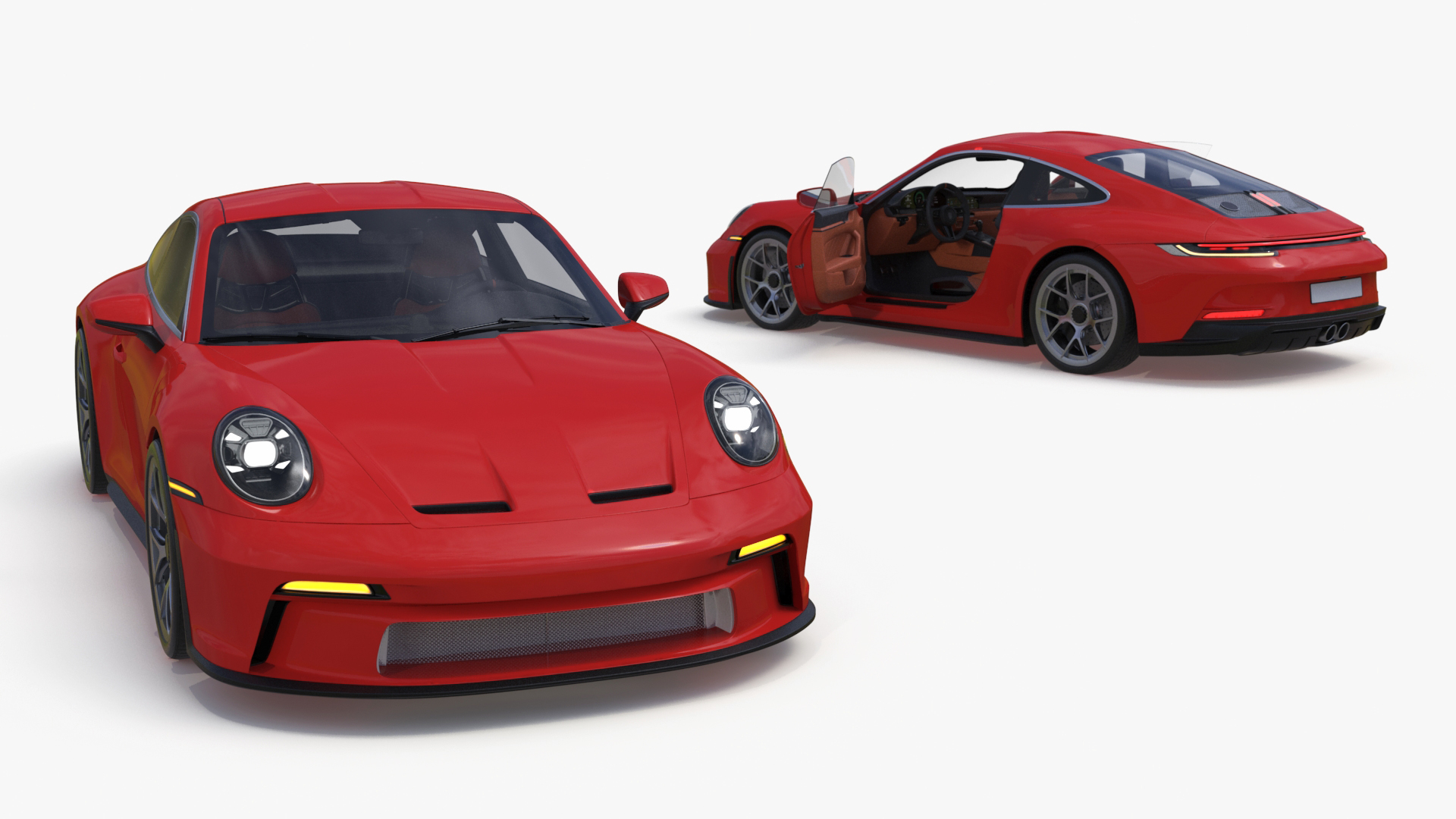 3D Modern Sport Car Red Simplified