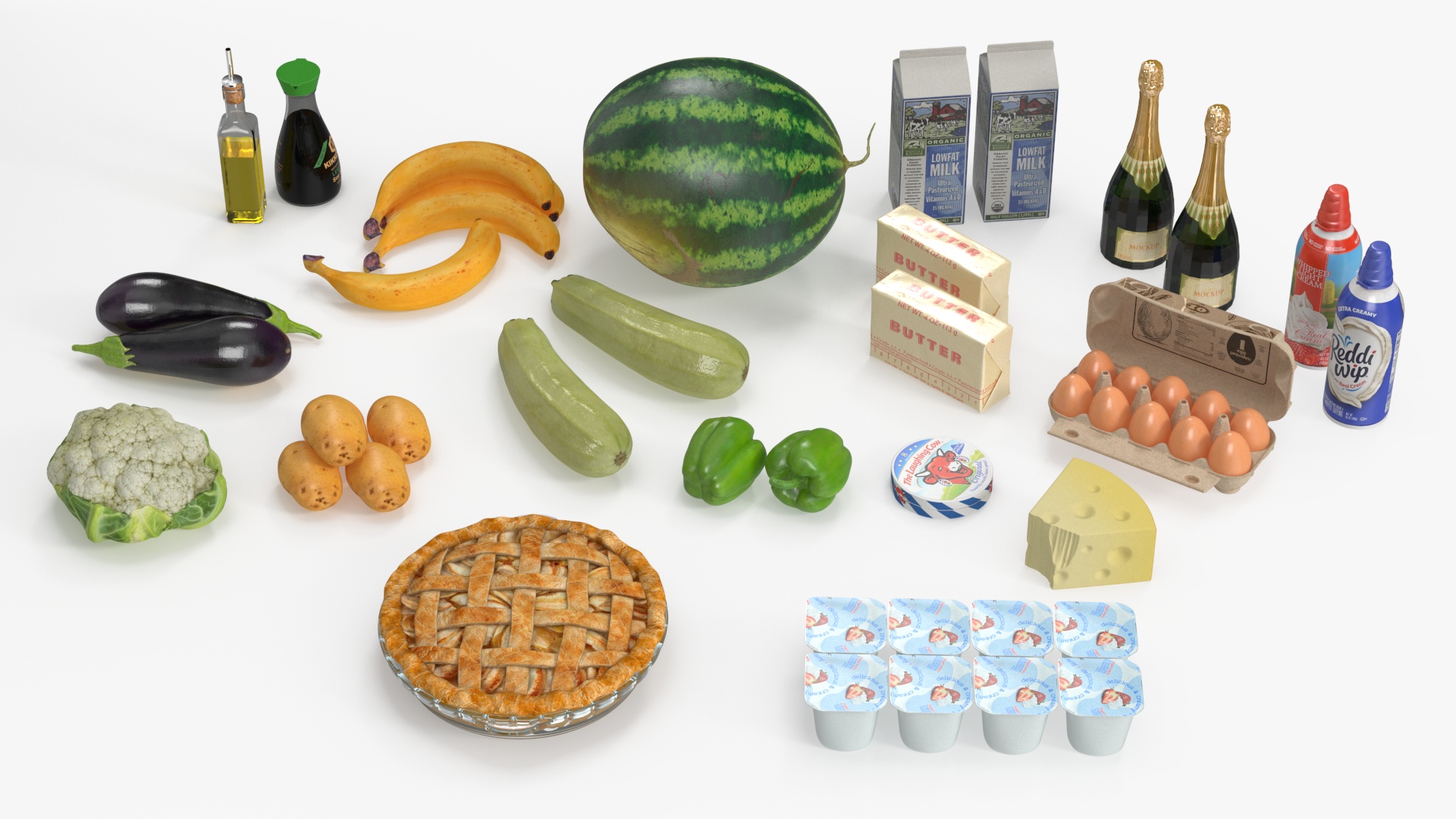 3D Open Fridge Full of Products model