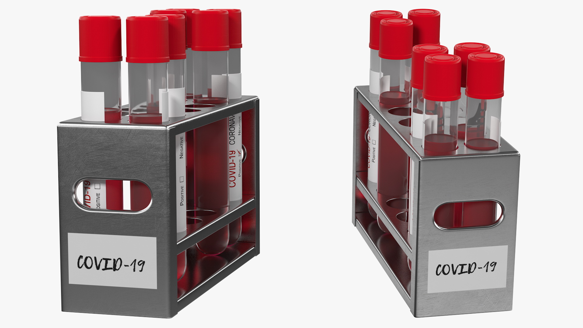 3D Test Tube Rack with Mixed Coronavirus Tests model