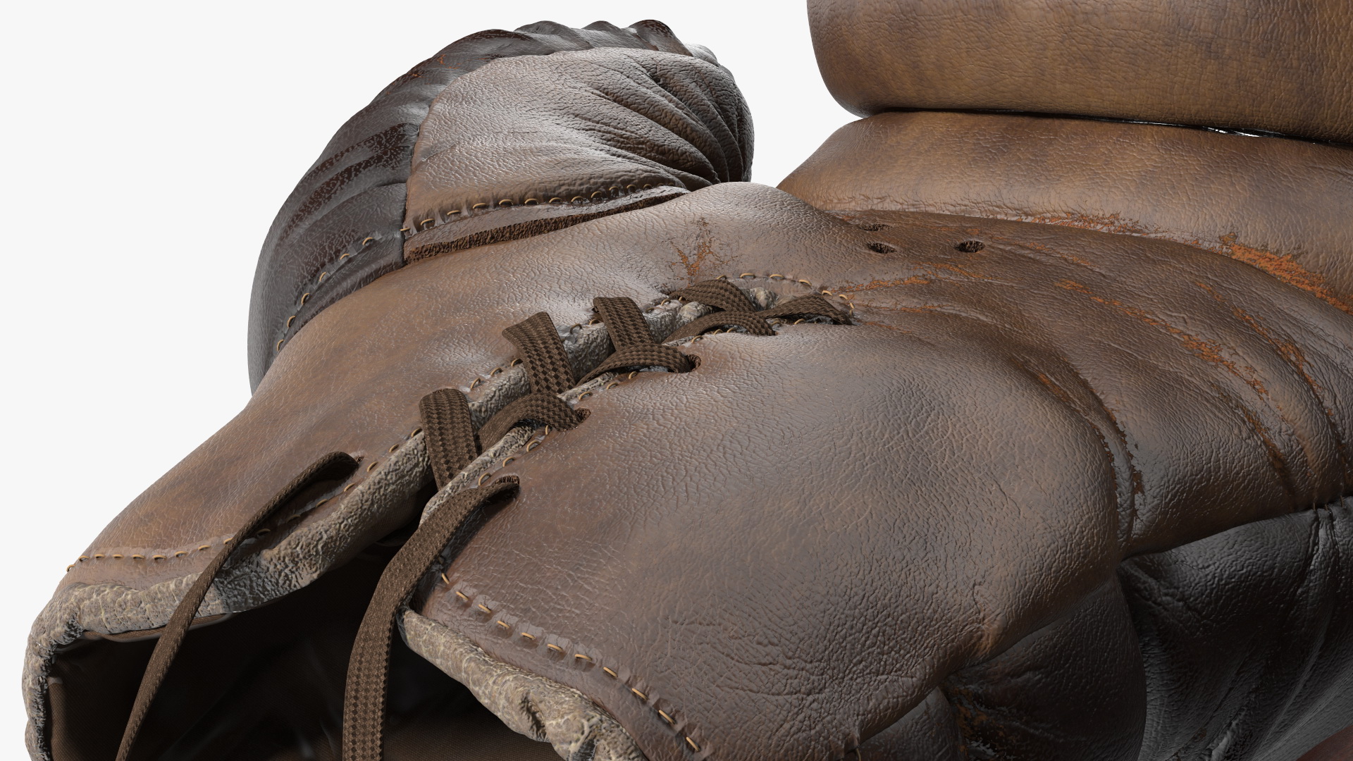 3D Old Brown Leather Boxing Gloves