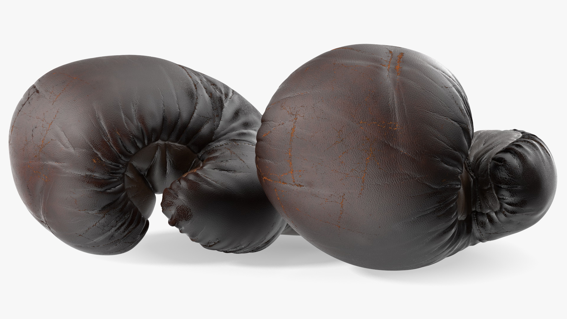 3D Old Brown Leather Boxing Gloves