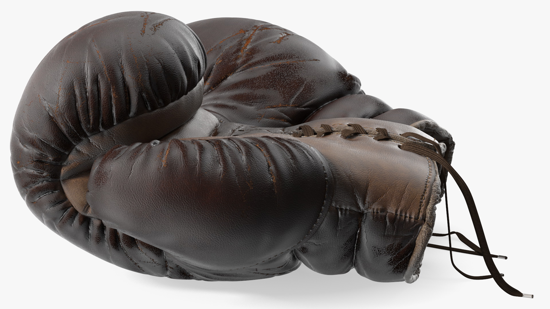 3D Old Brown Leather Boxing Gloves