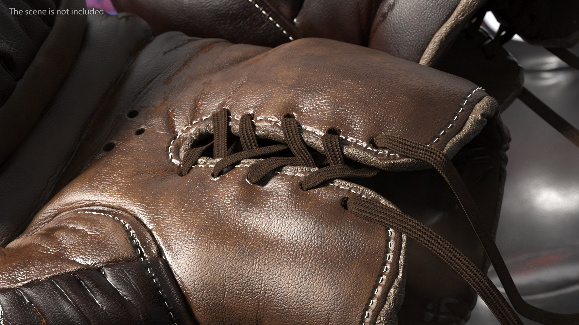 3D Old Brown Leather Boxing Gloves