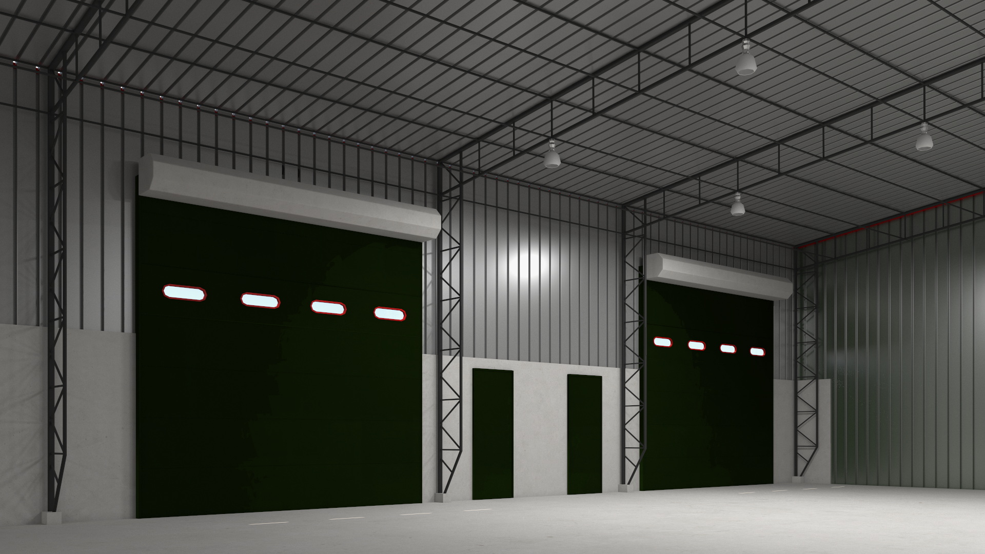 3D model Industrial Warehouse Building Green