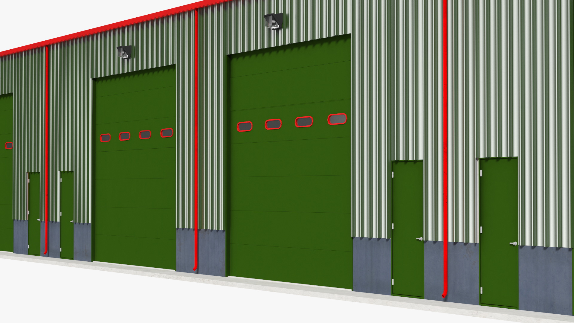 3D model Industrial Warehouse Building Green