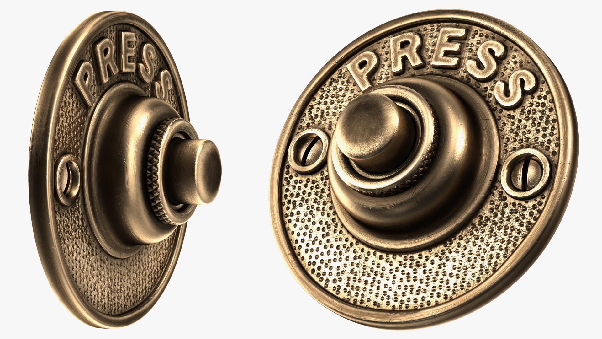 3D Round Solid Brass Doorbell Button model