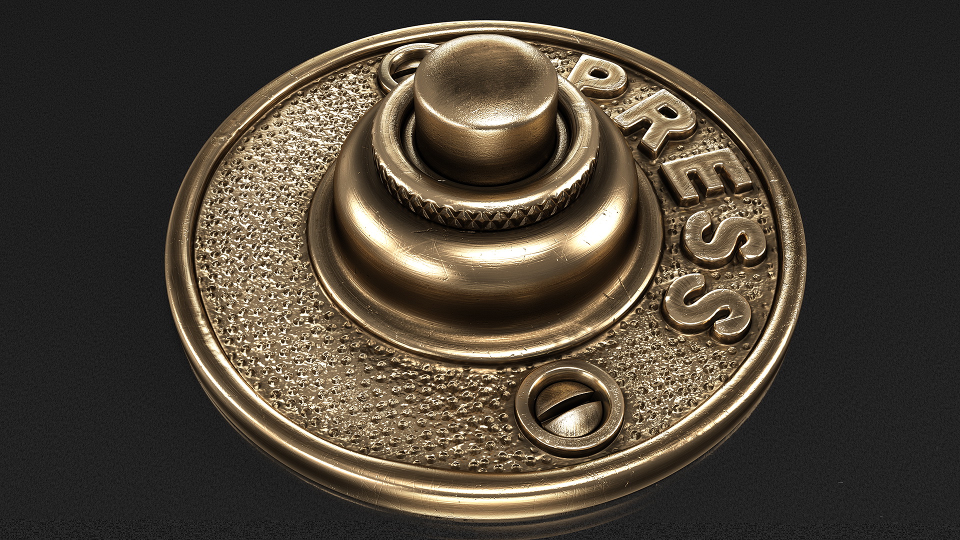 3D Round Solid Brass Doorbell Button model