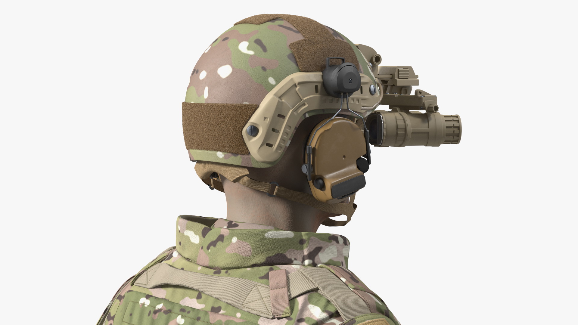 3D Soldier Green Camo with Night Visor Fur Rigged