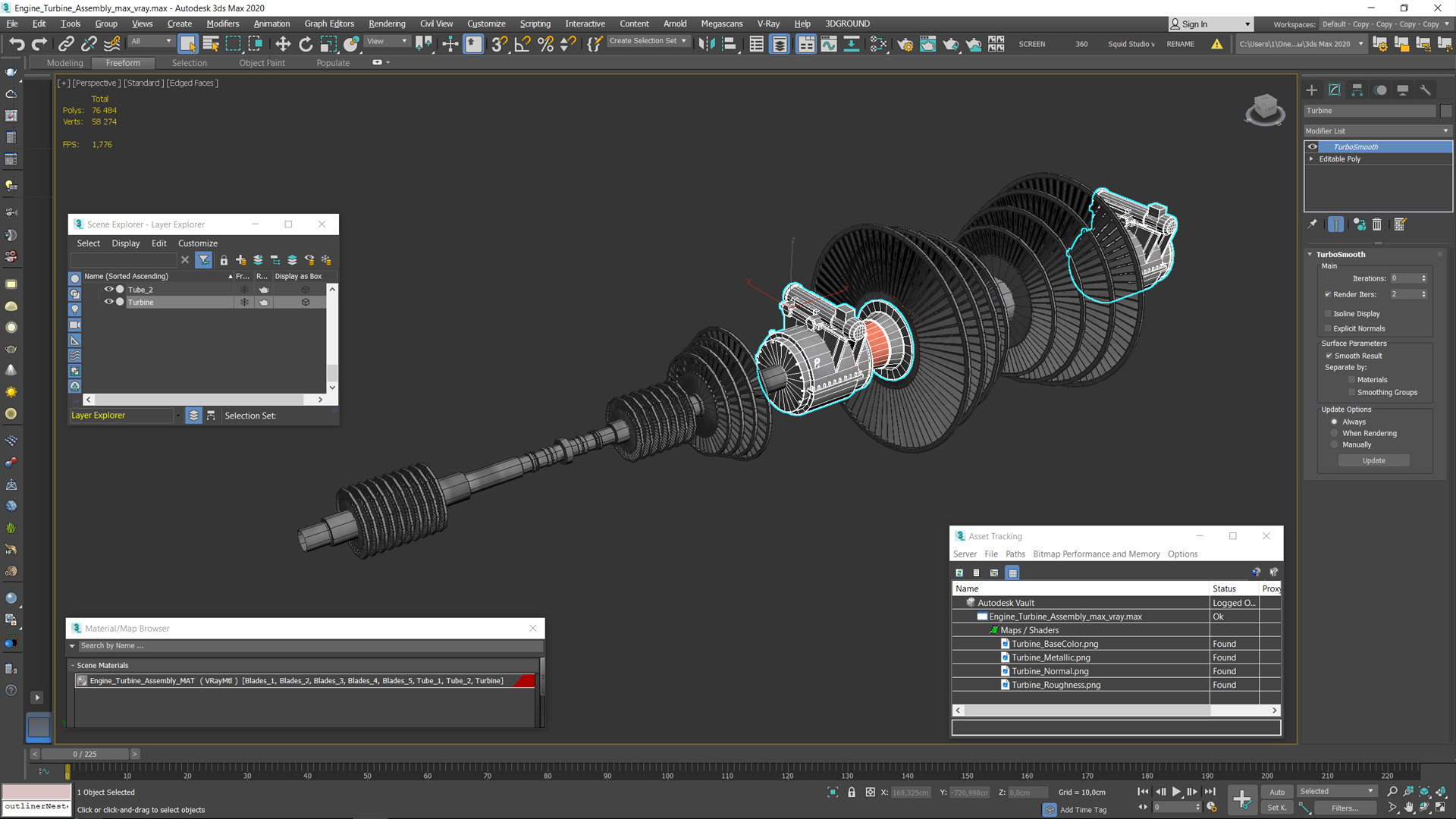 3D Engine Turbine Assembly model