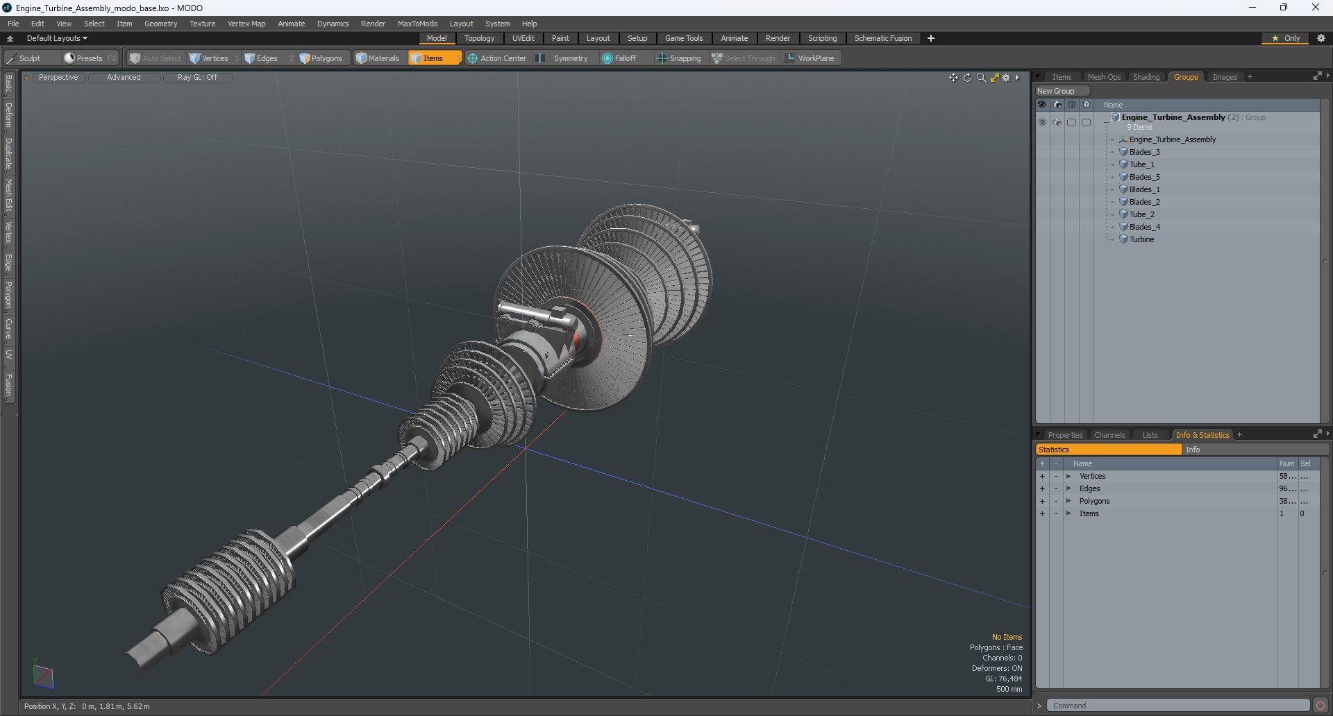 3D Engine Turbine Assembly model