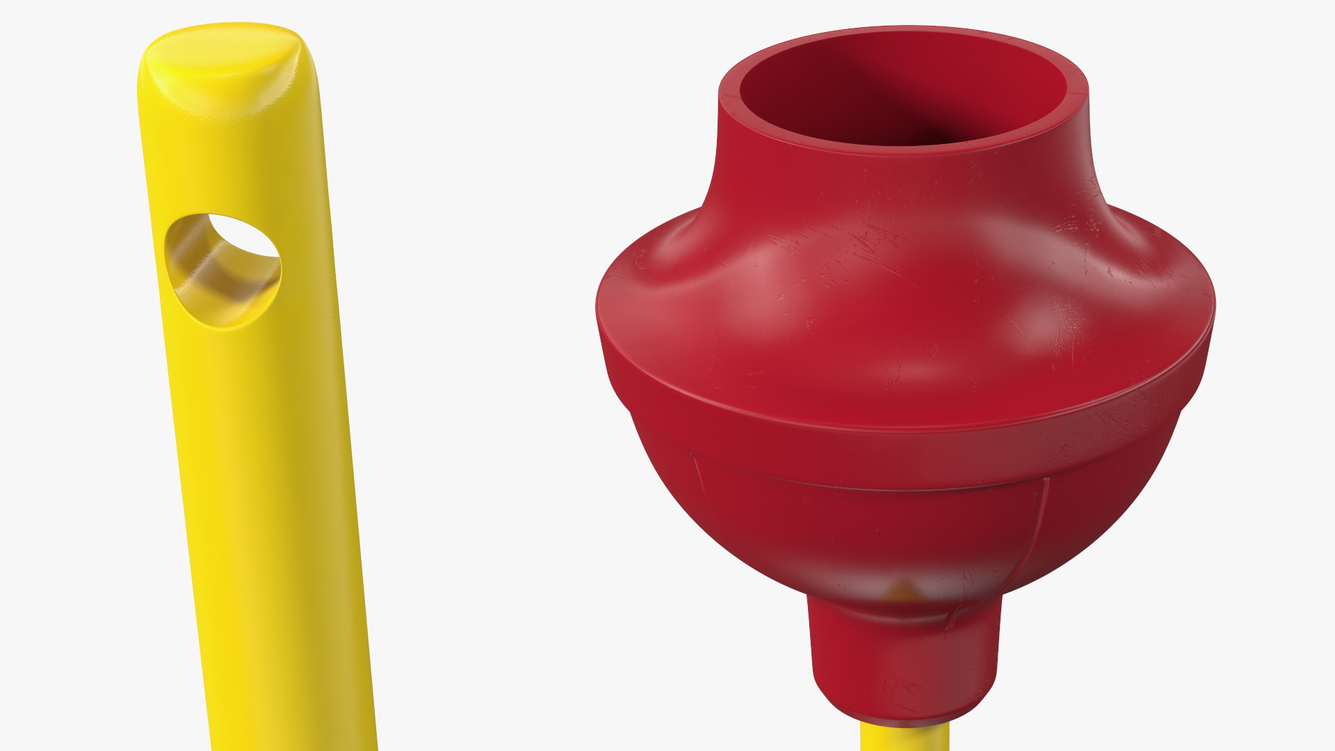 3D Heavy Duty Flange Toilet Plunger Red