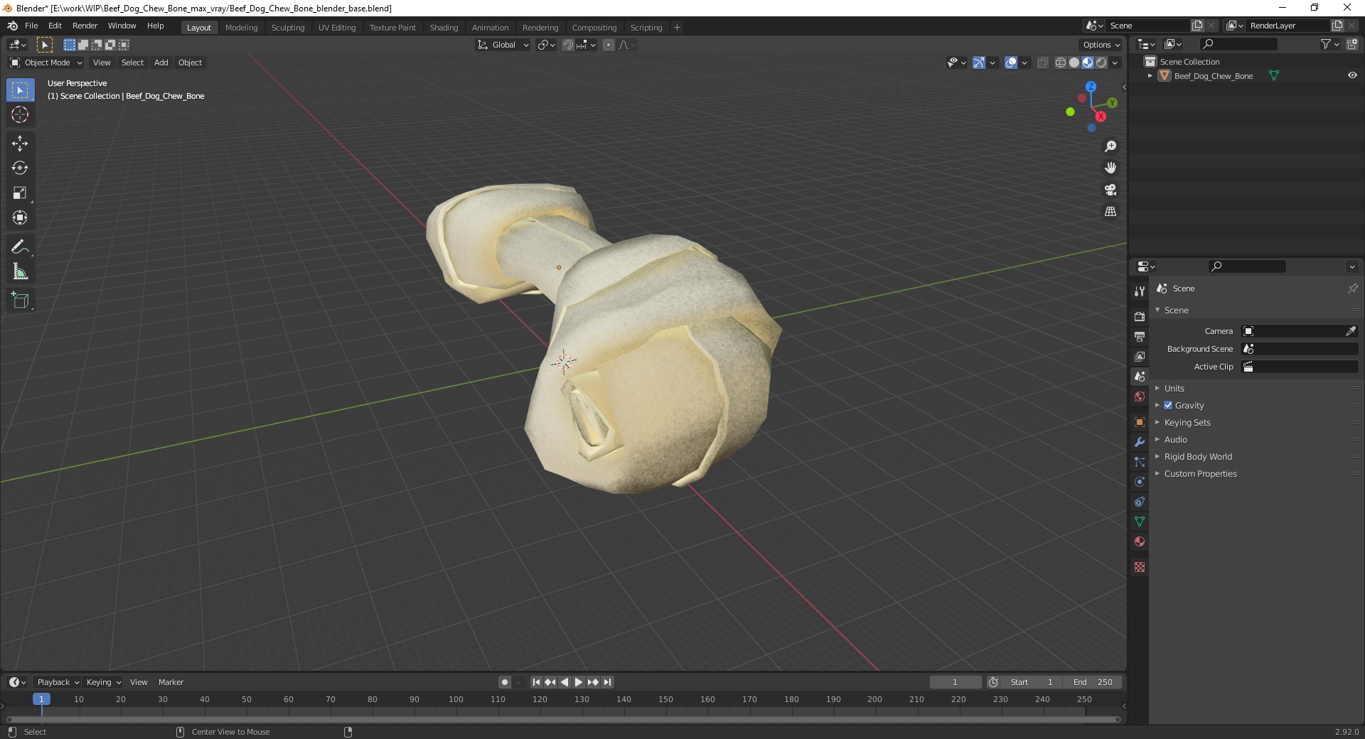 3D Beef Dog Chew Bone model