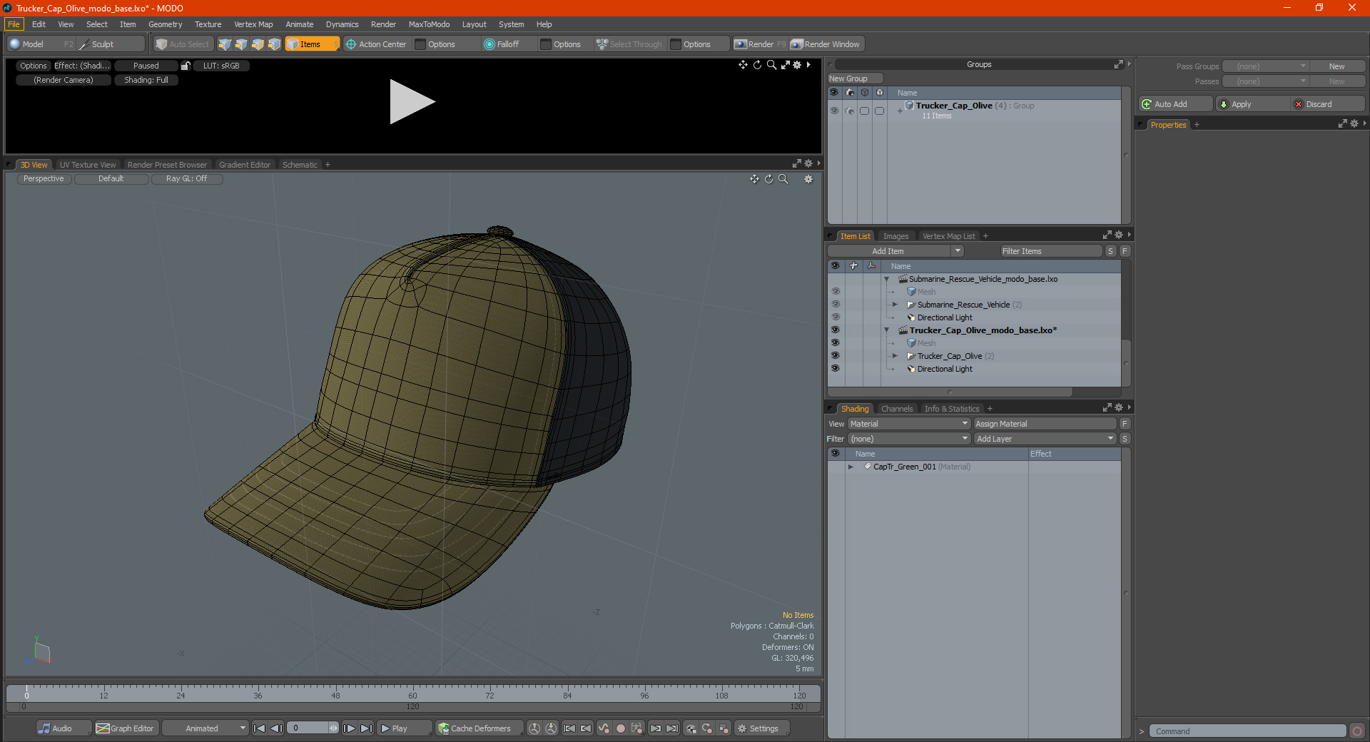 Trucker Cap Olive 3D