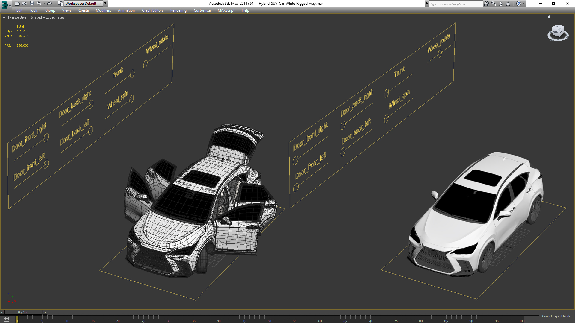 3D Hybrid SUV Car White Rigged for Maya