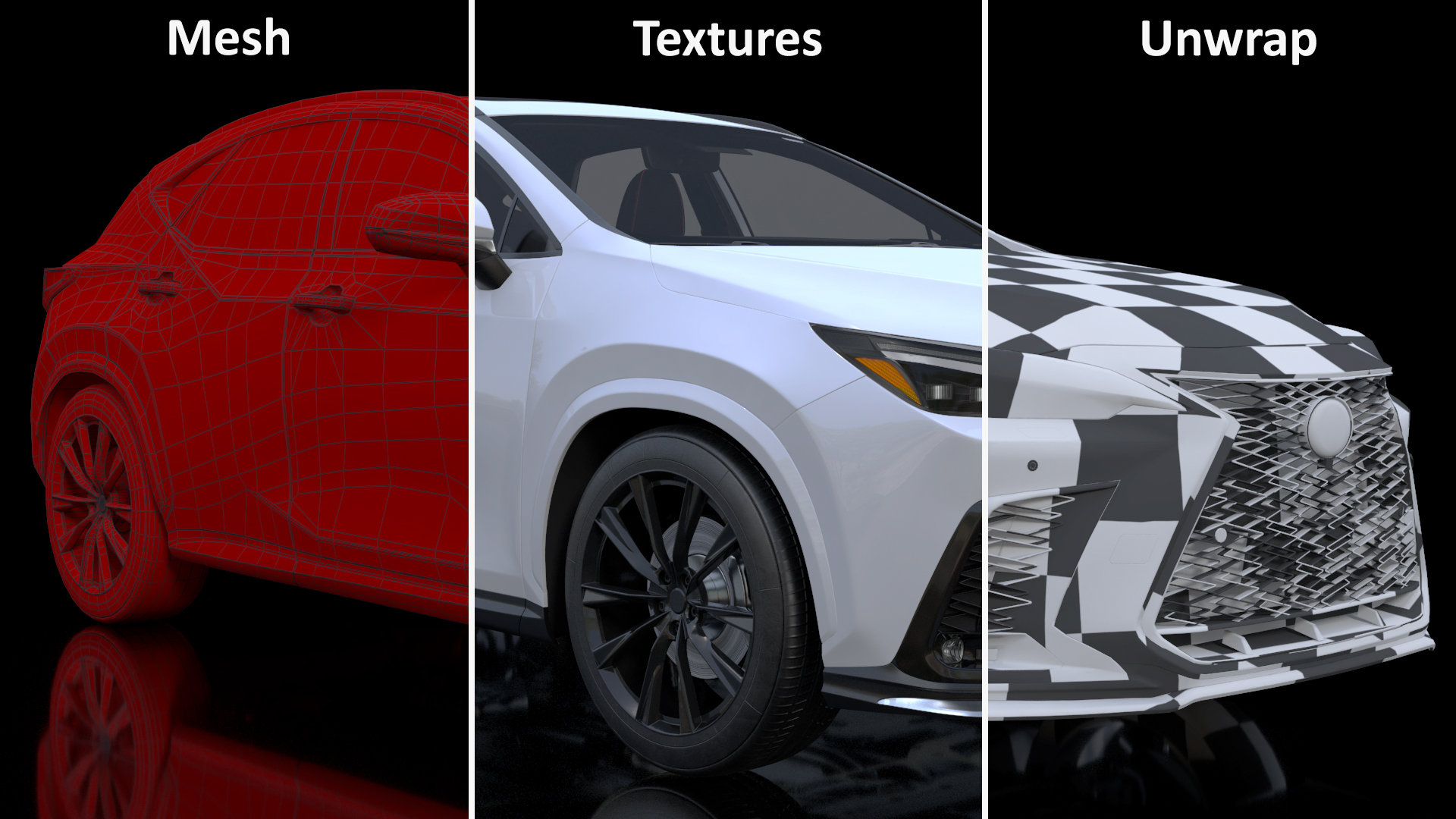 3D Hybrid SUV Car White Rigged for Maya