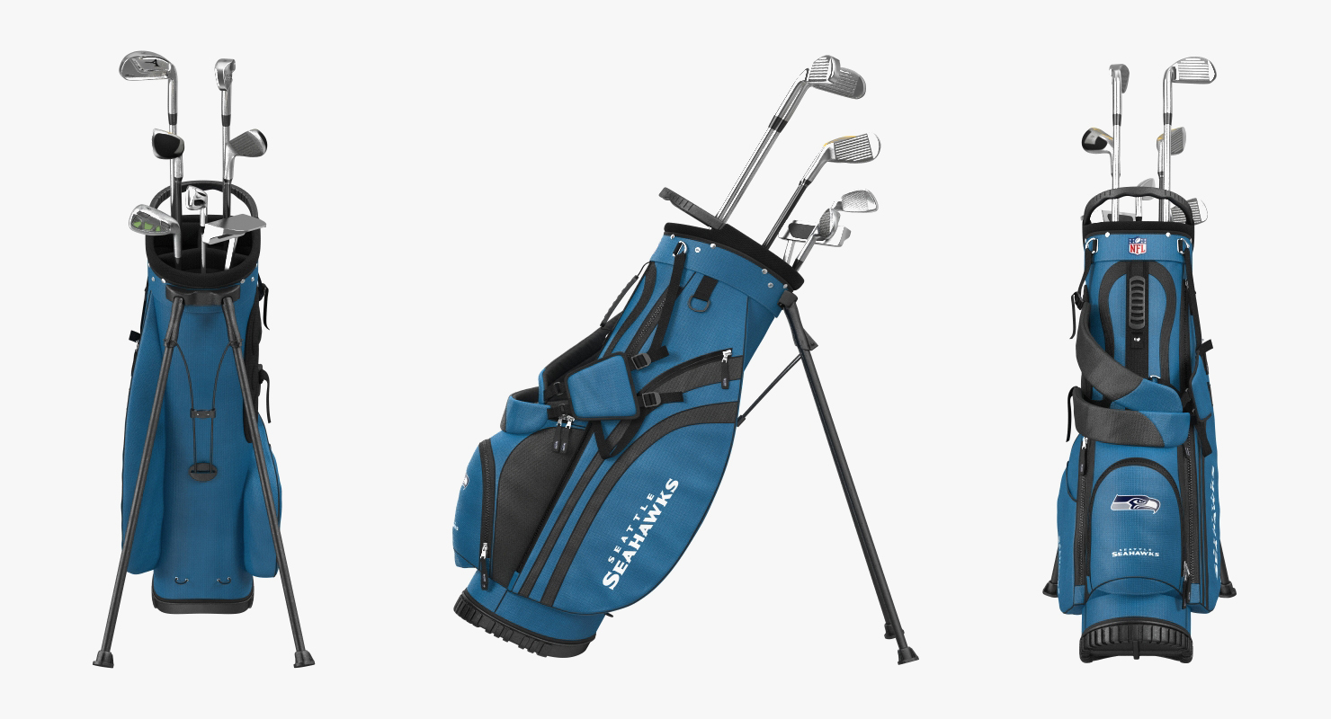 3D Golf Bag Seahawks with Clubs model