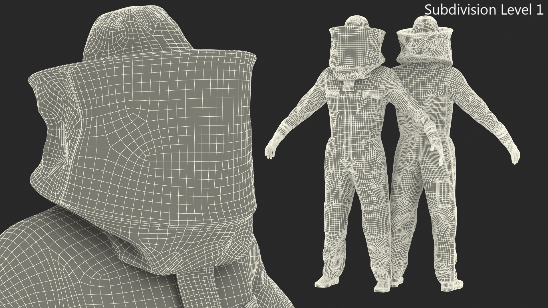 3D model Woman Beekeeper in Suit T Pose