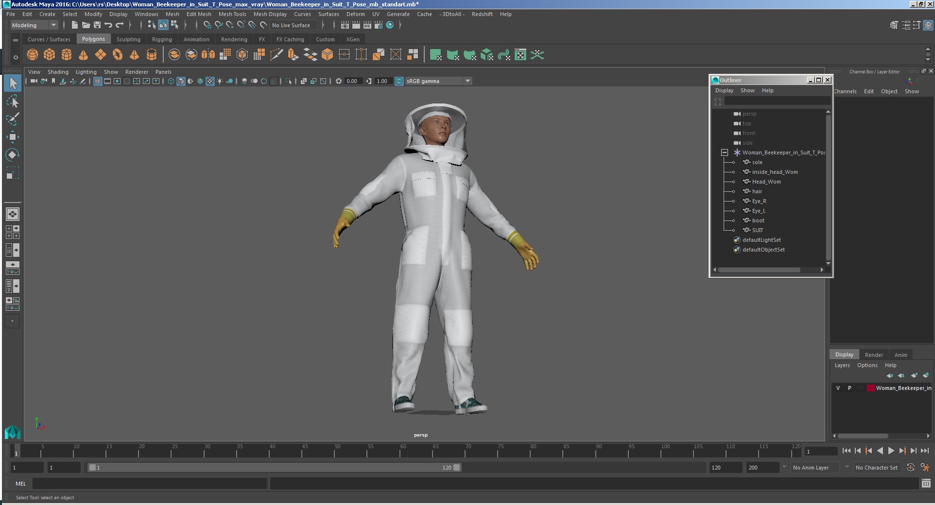 3D model Woman Beekeeper in Suit T Pose