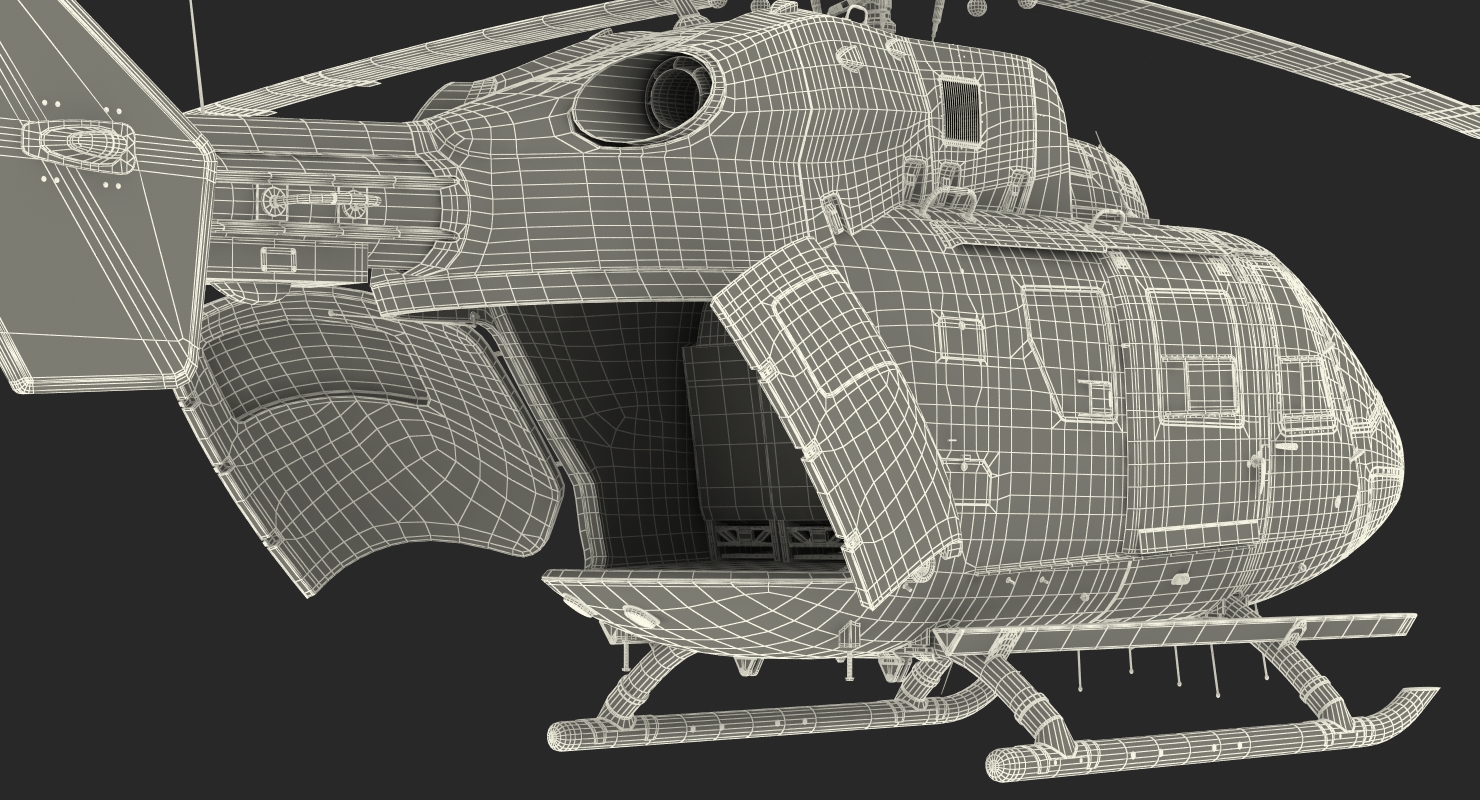 Kawasaki BK 117 Air Ambulance Helicopter Rigged 3D