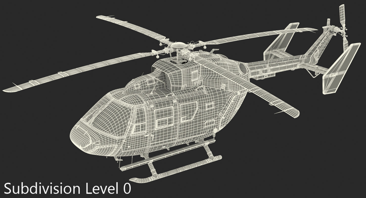 Kawasaki BK 117 Air Ambulance Helicopter Rigged 3D