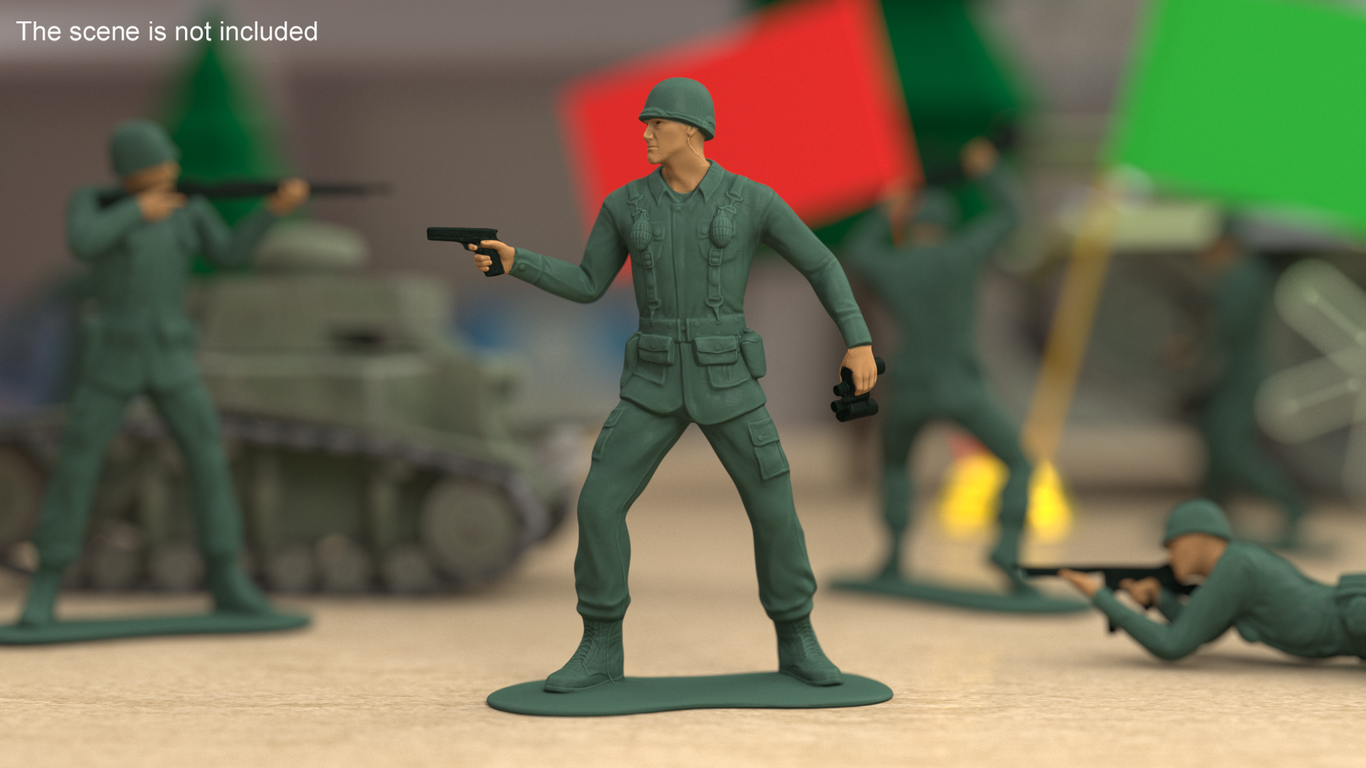 3D Toy Soldier with Pistol and Binoculars model