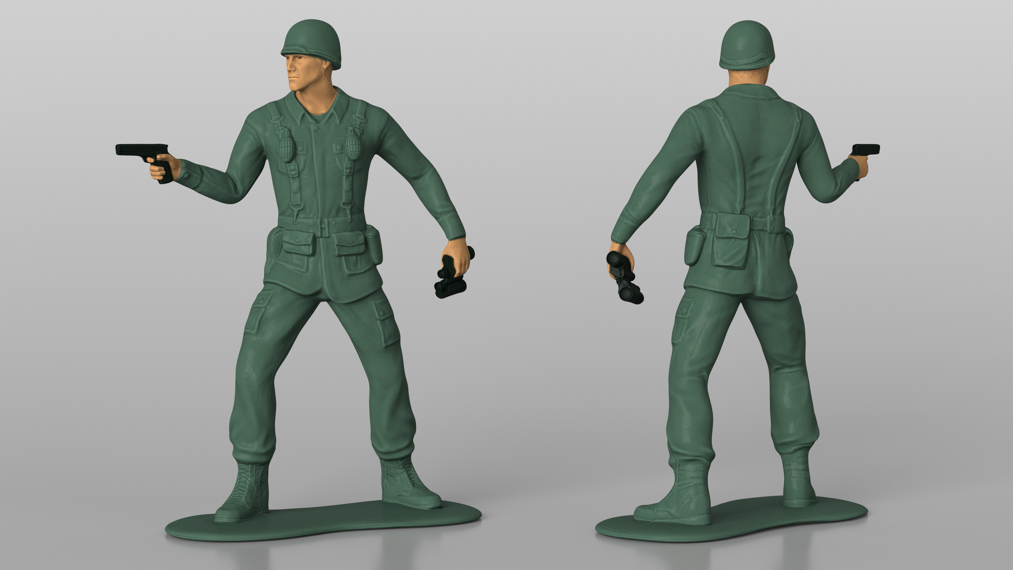 3D Toy Soldier with Pistol and Binoculars model