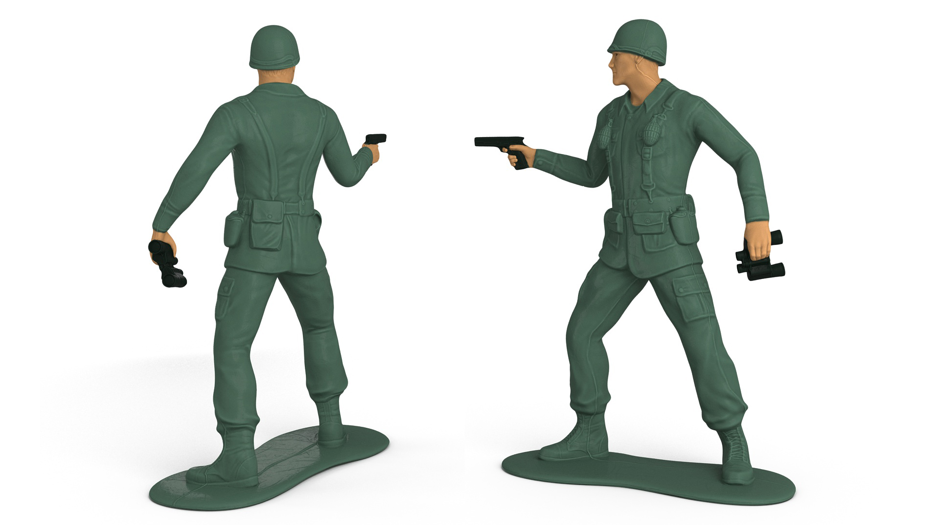 3D Toy Soldier with Pistol and Binoculars model