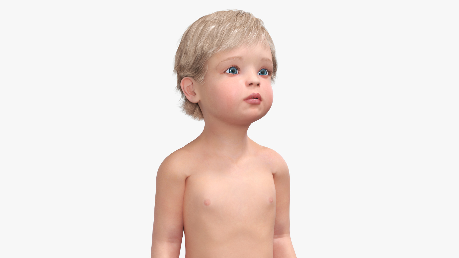 Boy Aged 1 Year in Diaper Standing Pose 3D model