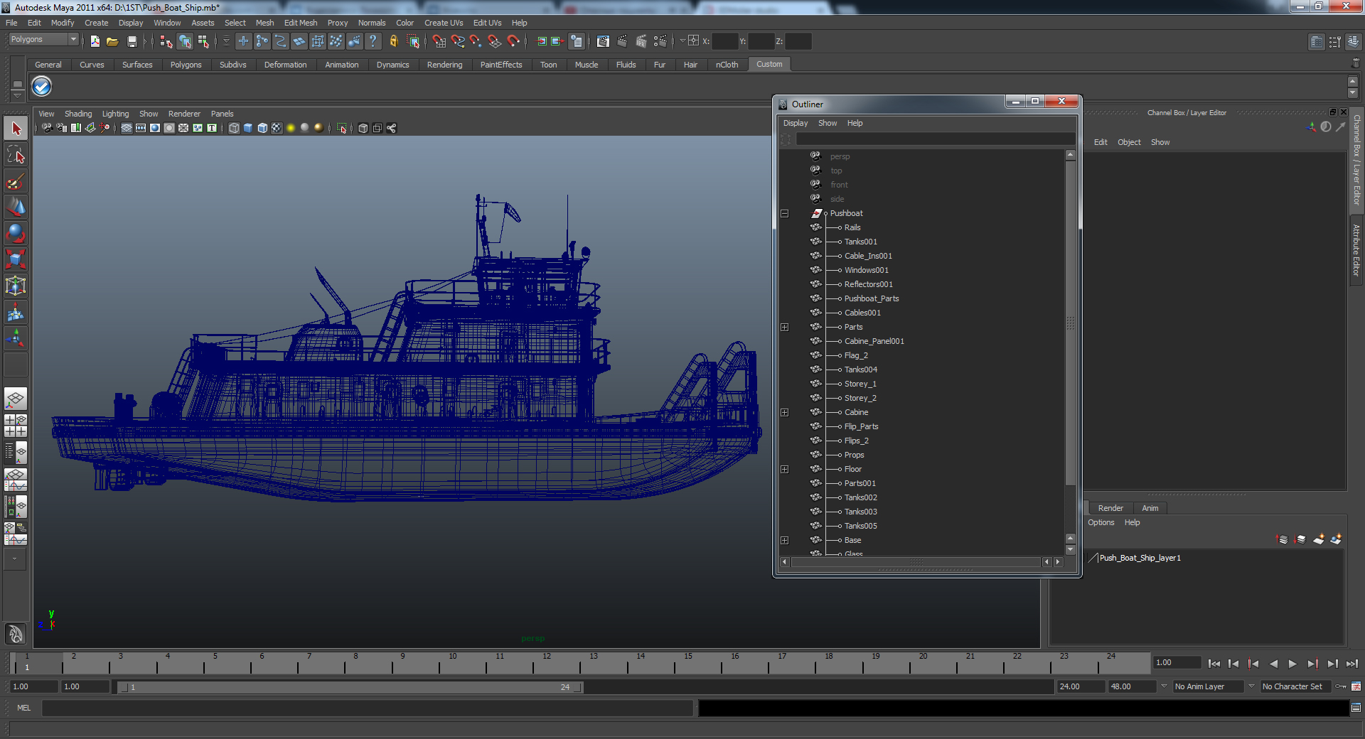 Push Boat Ship 3D model