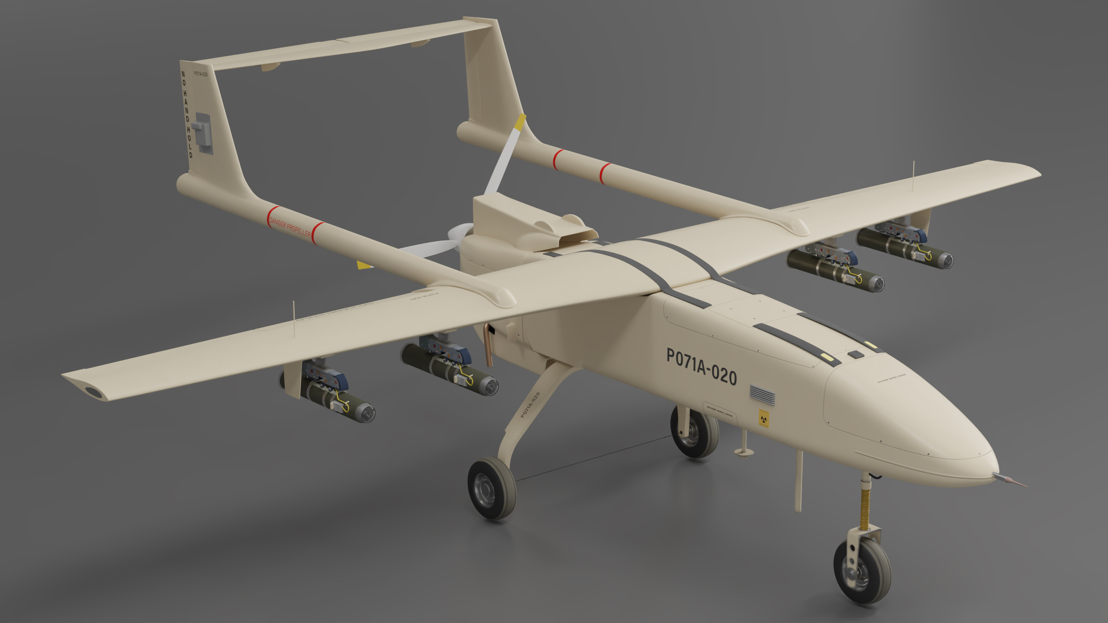 Iranian Drone Mohajer-6 Sand Color 3D model