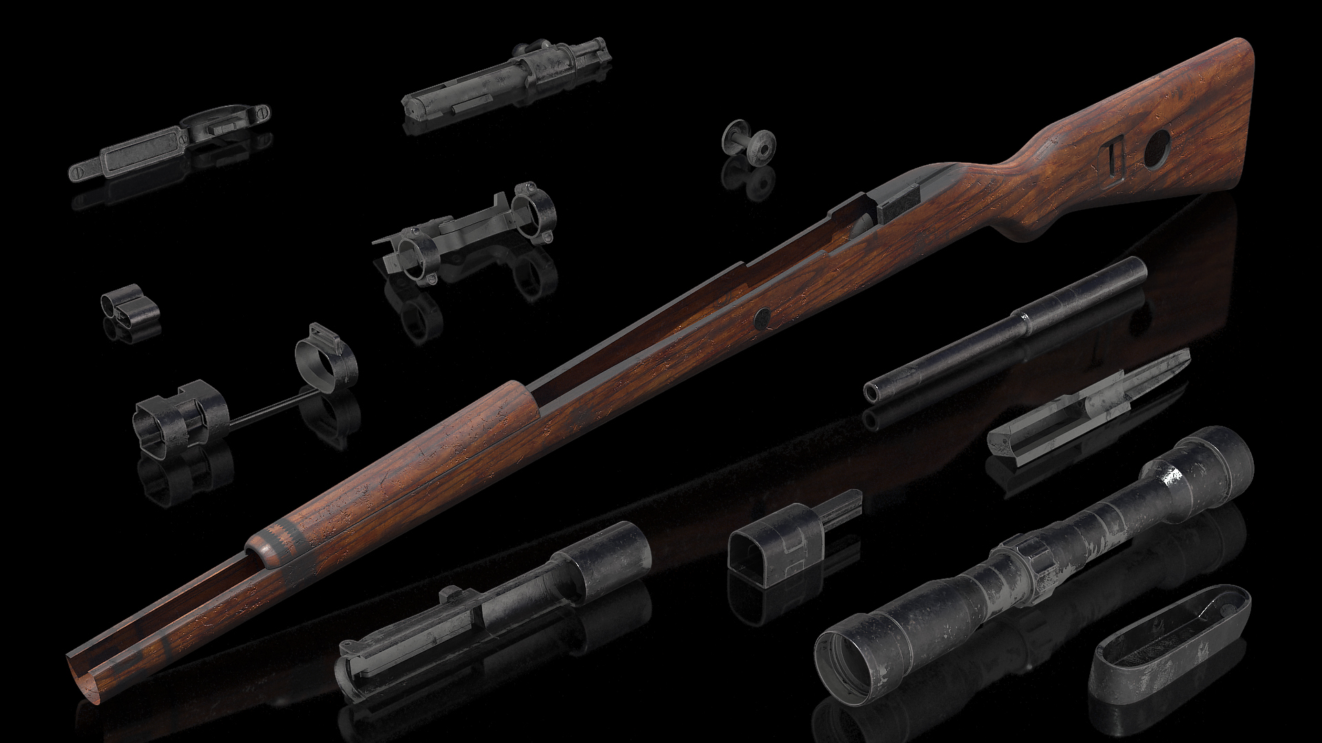 3D model Mauser Karabiner 98 Kurz Sniper Old