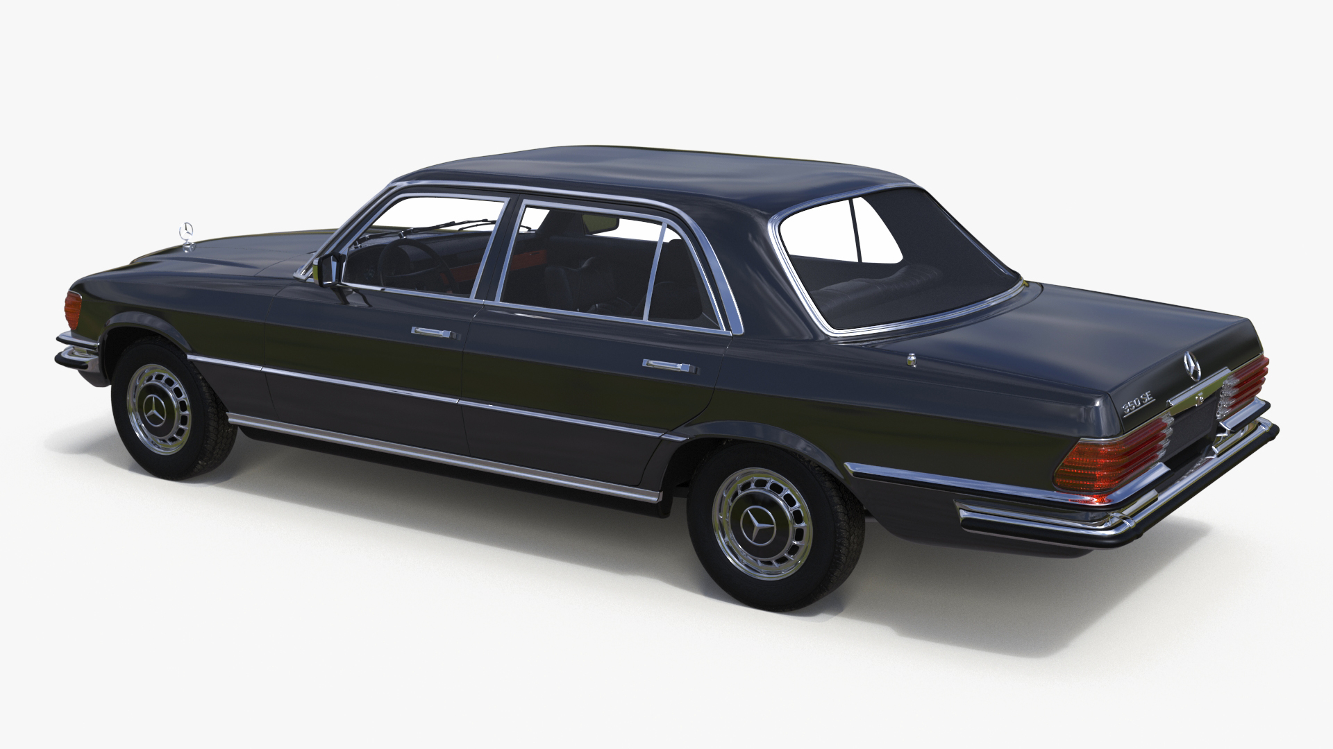 3D Mercedes Benz 350 SE Classic Sedan Black Simplified