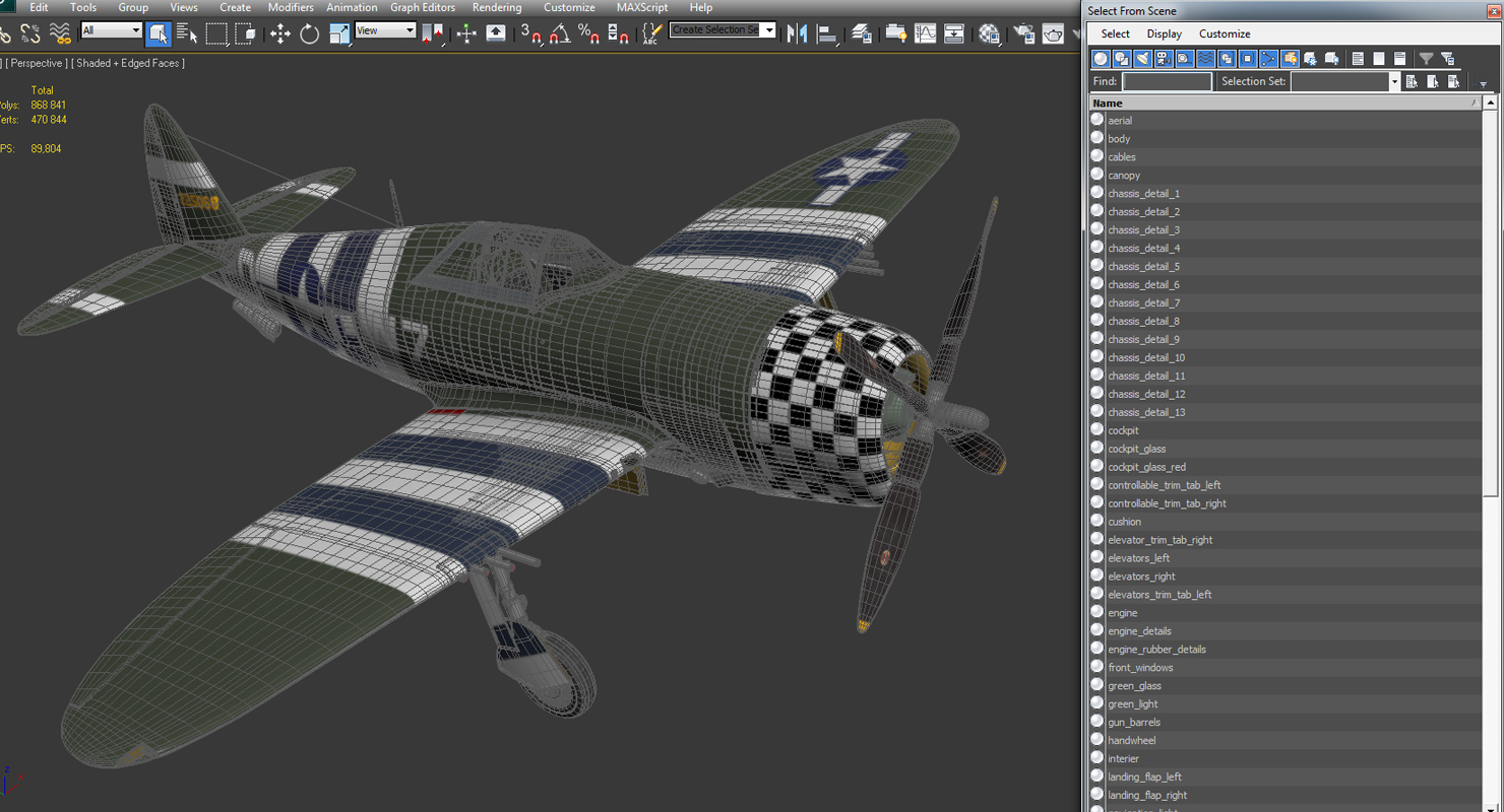 3D model Fighter Aircraft Republic P 47 Thunderbolt US WWII