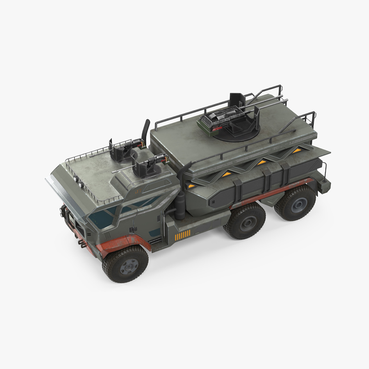 Concept Futuristic Military Truck Lights On Rigged for Maya 3D model