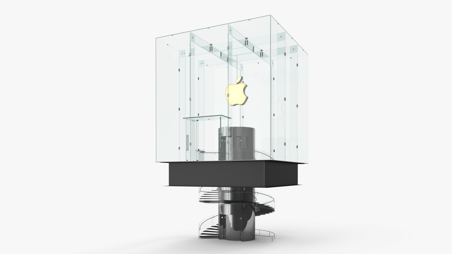 3D Cube Glass Entrance to the Apple Store model