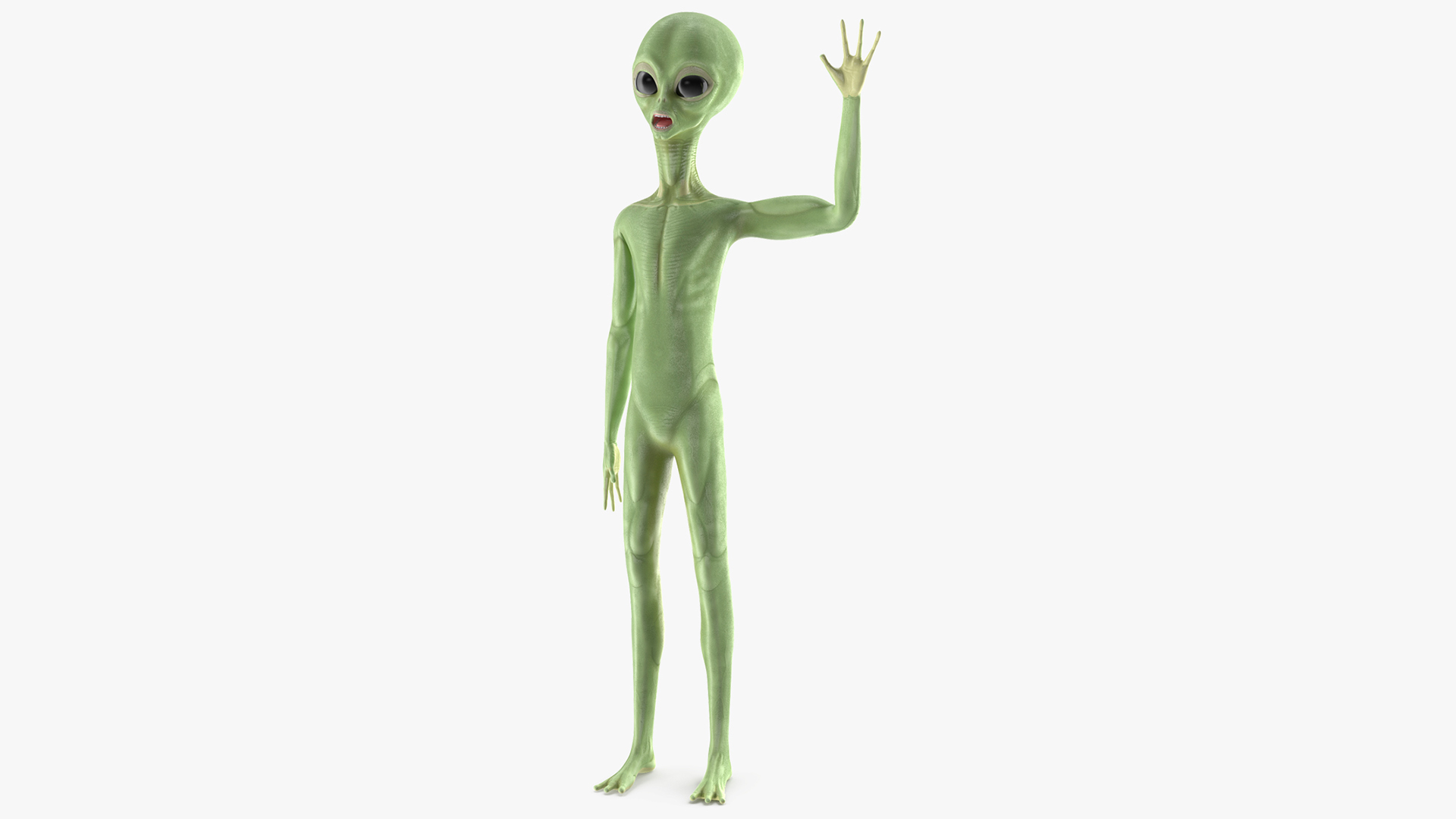 3D Cartoon Alien Greetings Pose model