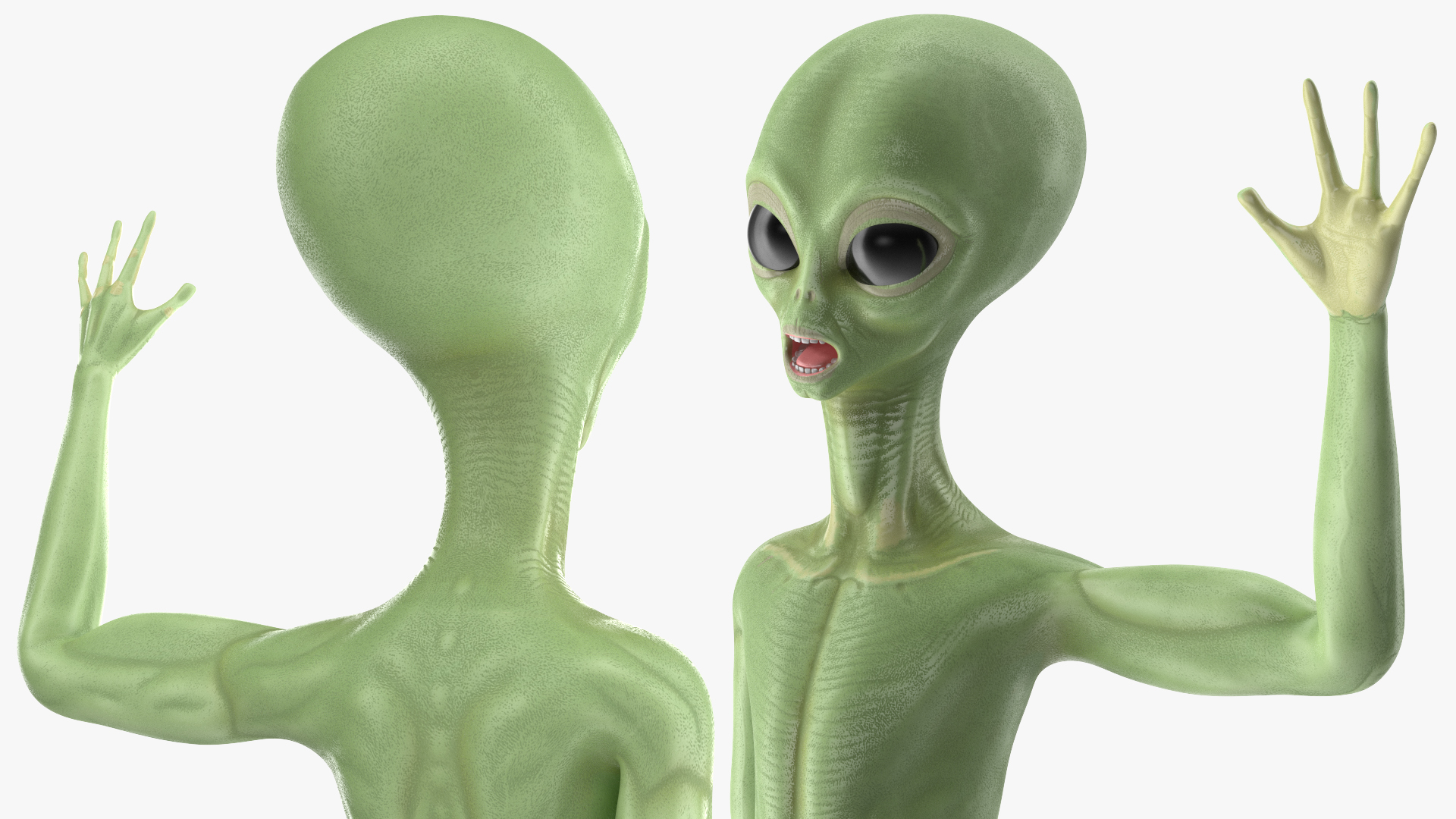 3D Cartoon Alien Greetings Pose model