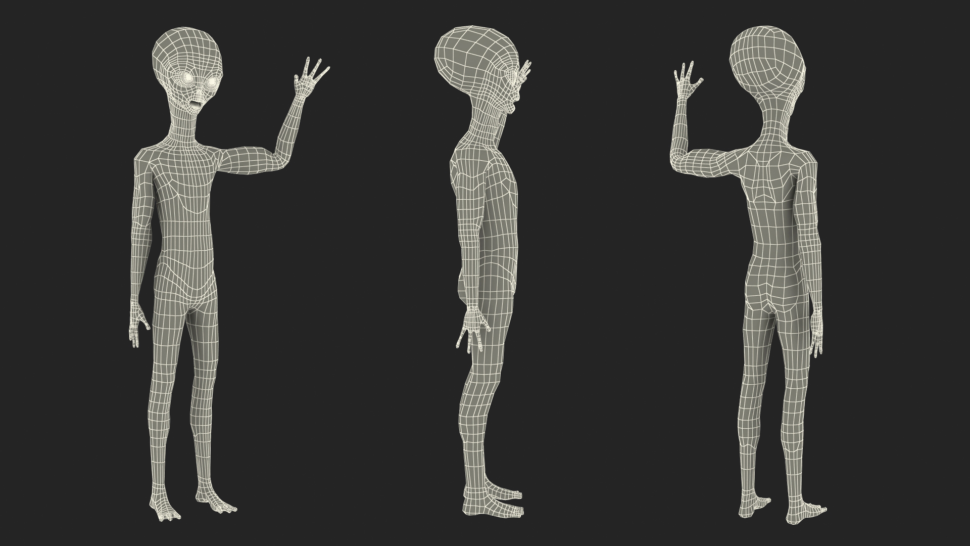 3D Cartoon Alien Greetings Pose model