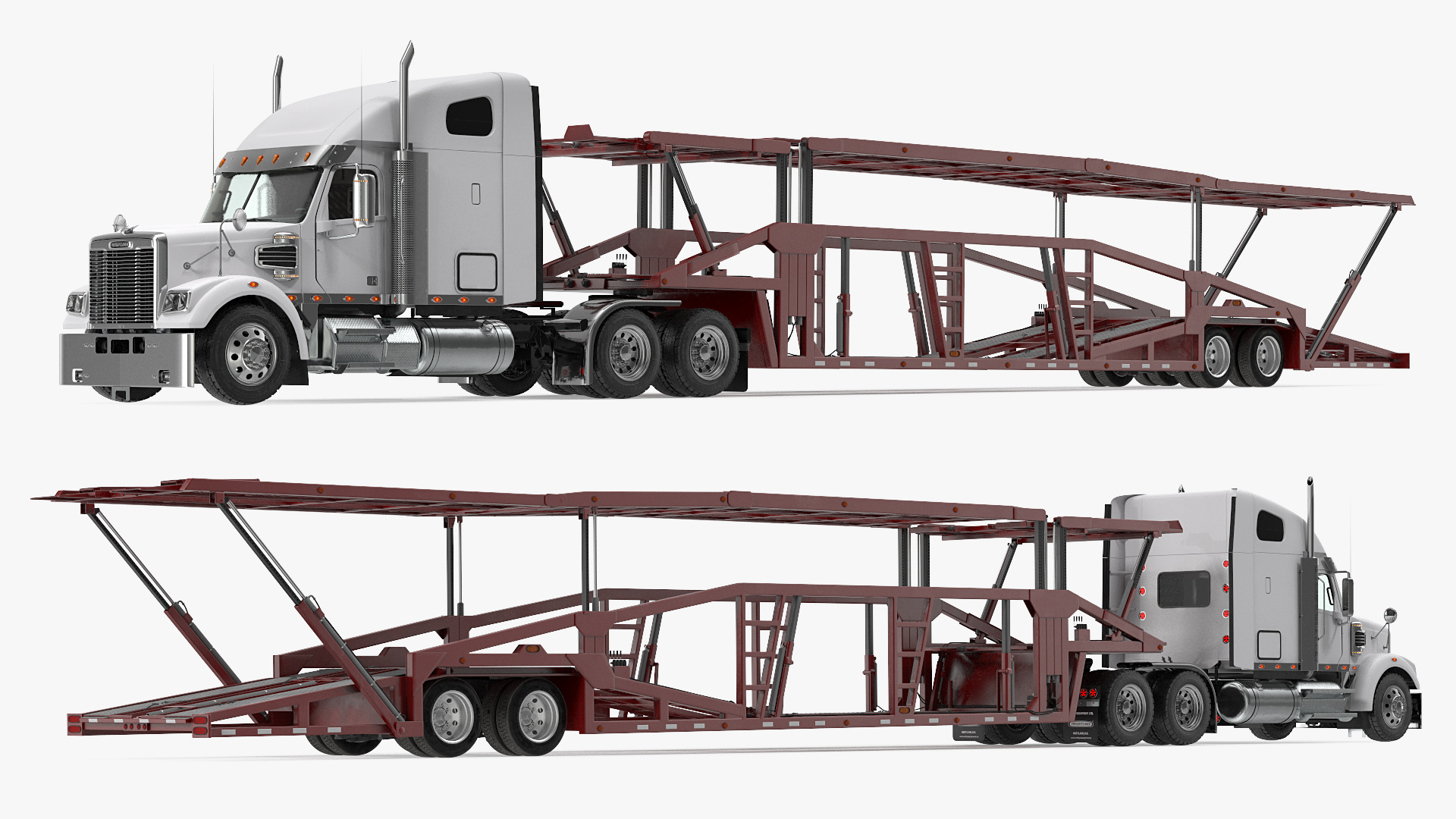 3D Freightliner 122SD with Hauler Trailer model