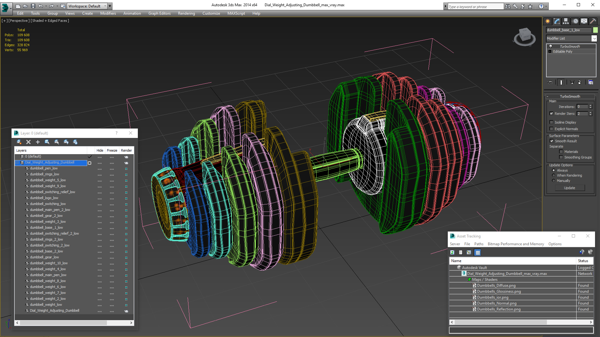 3D model Dial Weight Adjusting Dumbbell