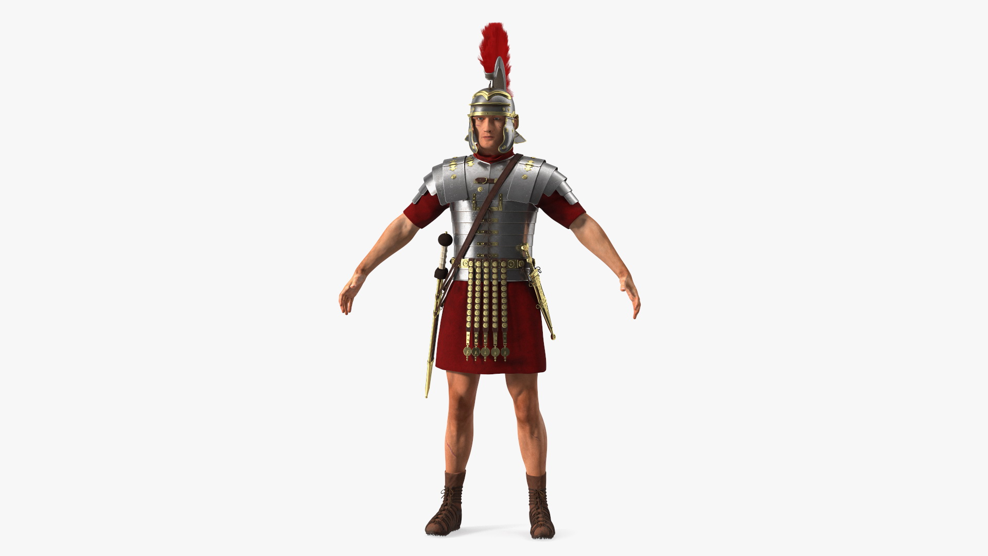 3D Veteran Roman Legionnaire A-Pose Fur